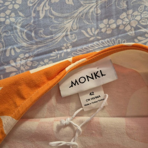 Mini summer dress Monki new, white and orange, size L
