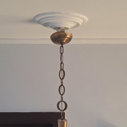 Vintage ceiling light with smoked glass sphere 20 cm used