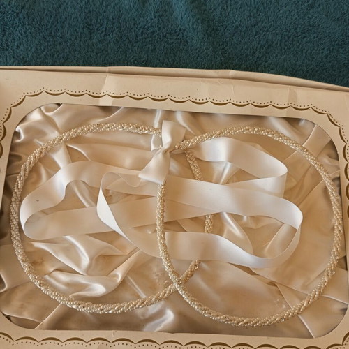 Wedding Stefana with pearls and Swarovski stones, new, white color