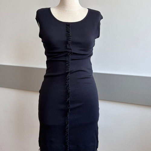 Marc Cain black ribbed cotton dress sport series like new, slim fit