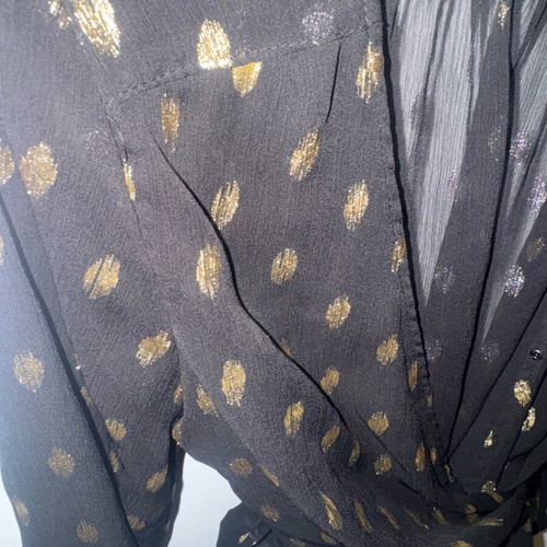 Wrap shirt black with gold details like new, size M