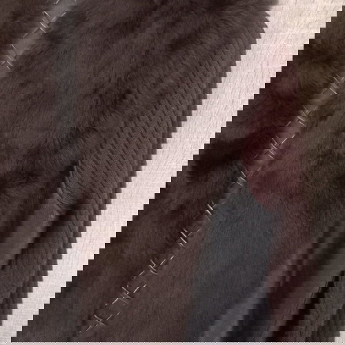 Дамско кафяво сако като ново с естествена кожа и заешка кожа