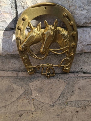 Solid brass horseshoe with horse design new