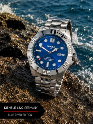 Kienzle 1822 Diver men's watch, navy blue, stainless steel 316L