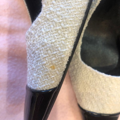 White tweed slingbacks H&M like new, size 37, with black toe