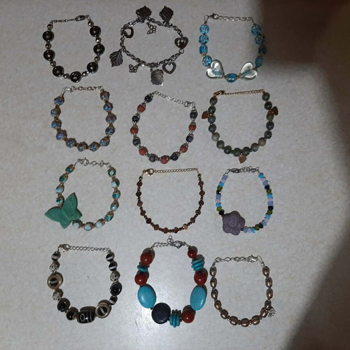 Bracelets new, lot of 12, silver 925, steel, genuine stones