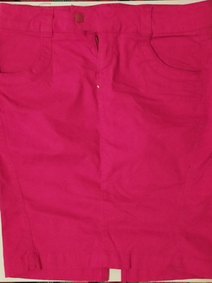 Bershka red denim skirt like new, large, with slit to the knee