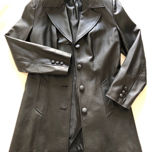 Outerwear jacket used, black faux leather, size 42 small, slim fit