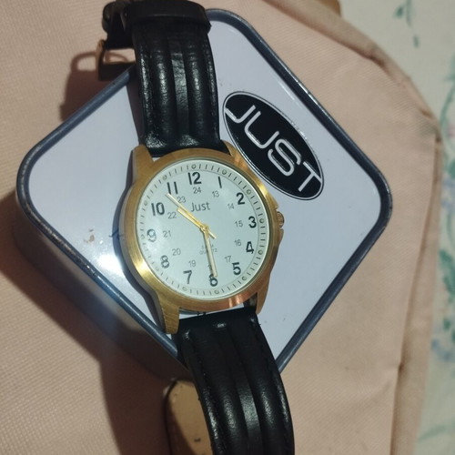 Just Watch unisex waterproof steel watch with leather strap