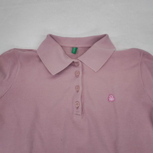 Benetton Long Sleeve Polo Shirt like new, pink, size Small