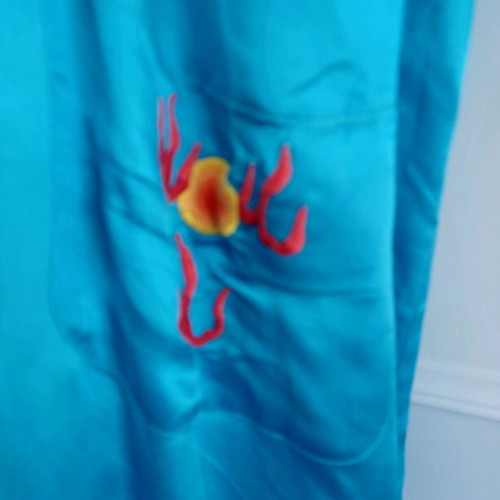 Women's satin silk robe new, blue, one size with embroidery