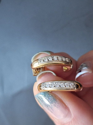 Χρύσα σκουλαρίκια με ζιργκόν μεταχειρισμένα, Κ14, βαρύ