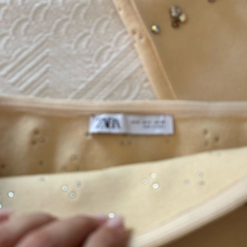 Zara σετ πλεκτό με κεντημένες πέτρες σαν καινούργιο, μπεζ