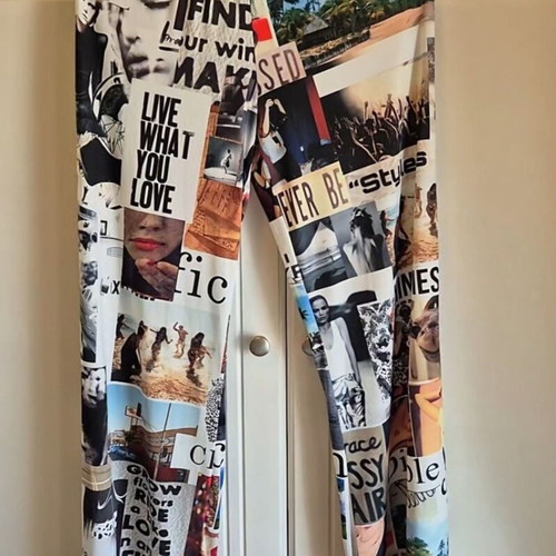 Jersey women's pants with prints and elastic waist, like new, UK 10