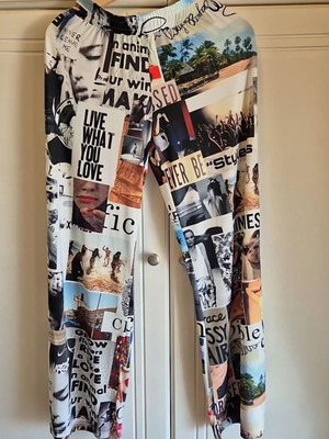 Jersey women's pants with prints and elastic waist, like new, UK 10