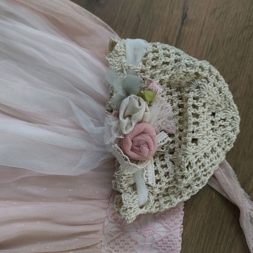 Handmade dress for formal occasion new, with knitted hat gift