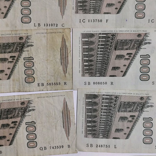 Italian banknotes used, pack of 20 of 1000 lire