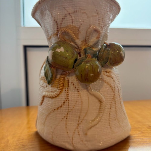 Vintage ceramic vase used with embossed fruit decoration