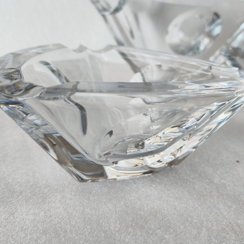 Crystal bowl and 2 ashtrays set new, heavy construction