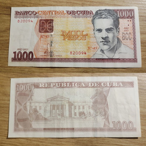 Cuban 1000 Pesos banknote used, 2023 issue