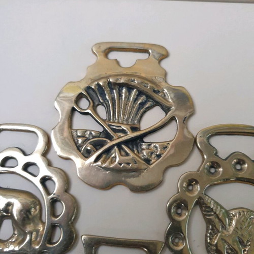 Authentic brass horse medallions set of 4 like new