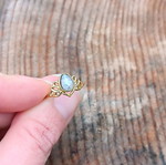 Brass ring with moonstone adjustable size, new