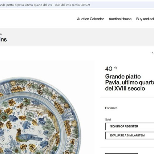 Μεγάλο Ιταλικό Πιάτο Maiolica μεταχειρισμένο, Σχολή Πάβιας 17ος-18ος αιώνας