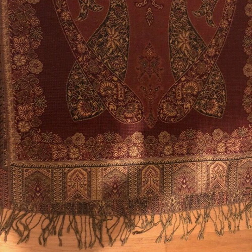 Vintage women's scarf like new, gold-red with oriental style