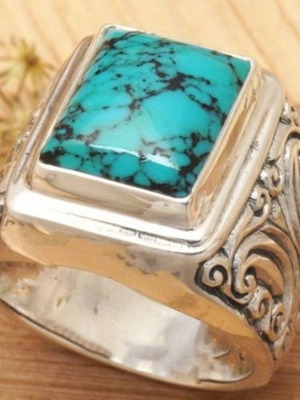 Vintage silver ring with turquoise stone 19 mm