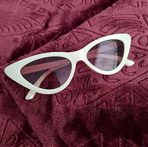 Cat eye γυαλιά ηλίου άσπρα/ μπεζ