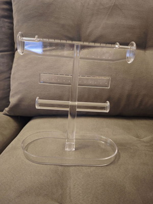 Plastic jewelry organizer stand like new, transparent