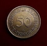  Γερμανικό νόμισμα των 50 πφένινγκ του 1990.