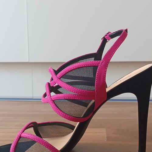 Vicenza sandals new, size 39, suede leather, black and pink