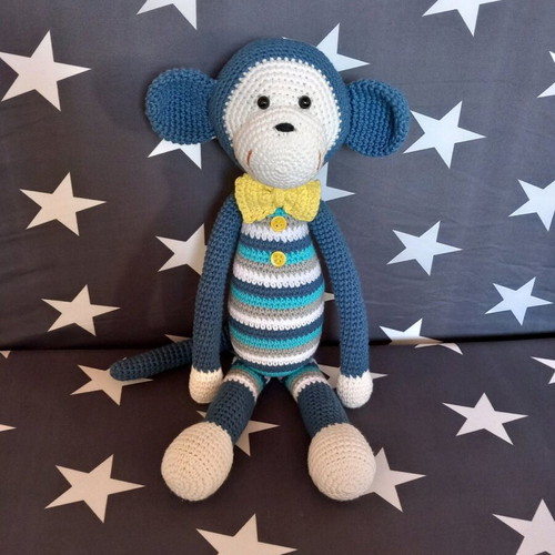 Handmade crocheted monkey new, 36 cm, cotton yarn