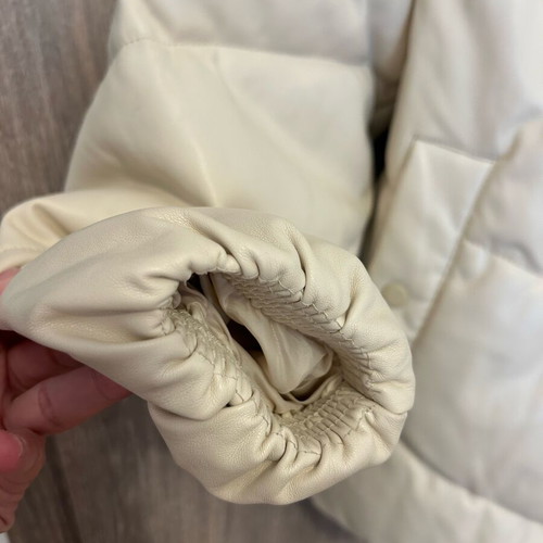 Pull & Bear beige leather women's jacket used with hood