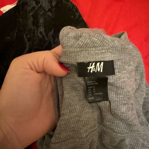 H&M Grey Blouse With Buttons Rib Cotton Size S Like New