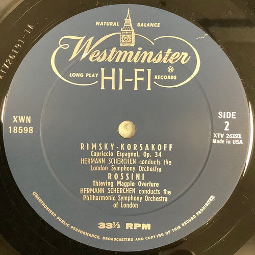 Capriccio Italien vinyl record used, Westminster 1957