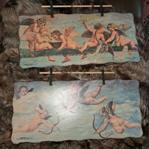 Handmade waxed artworks used, Terra Sancta Scrolls series