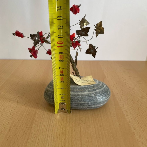 Handmade decorative tree with copper and beads on natural stone like new