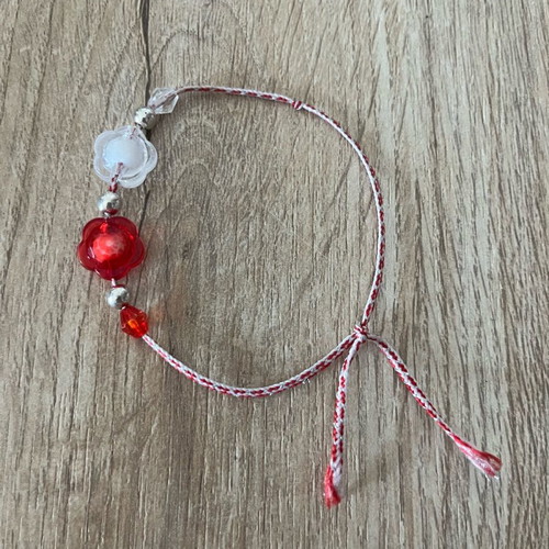 Handmade Martaki bracelet like new, white and red
