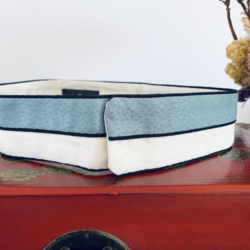 Stelios Koudounaris fabric waist belt new, size 80cm, white and aqua