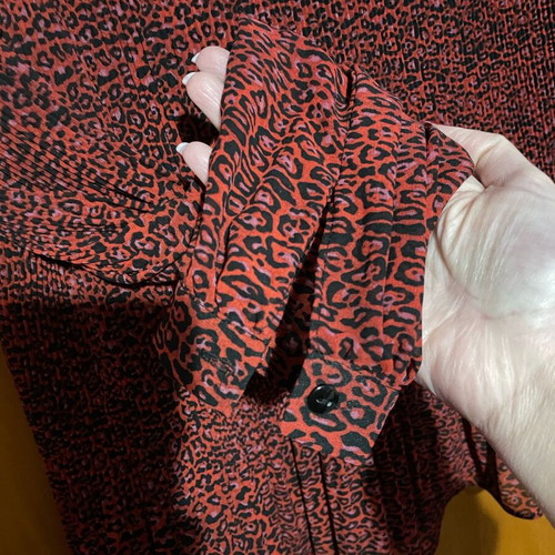 Zara shirt used, dark red animal print, size small