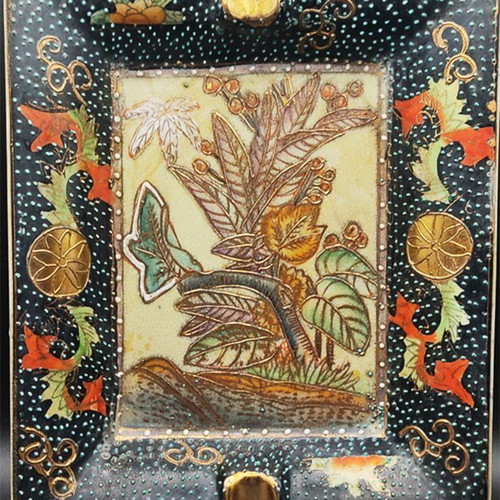 Satsuma ashtrays used, set of 2 embossed 18.5x15.5cm