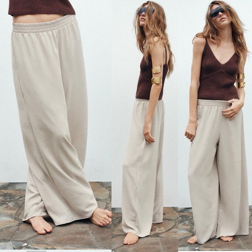Zara wide leg pants like new, beige