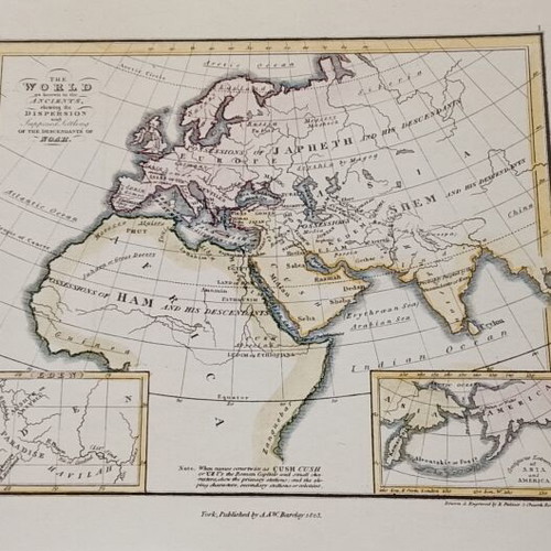 1923 Colored Steel Engraving Map of the Ancient Known World used
