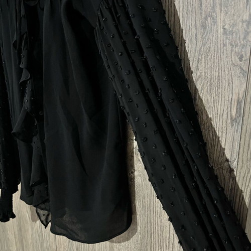 Zara black shirt like new with bow and ruffles