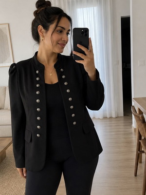 Suede jacket with buttons like new, size L