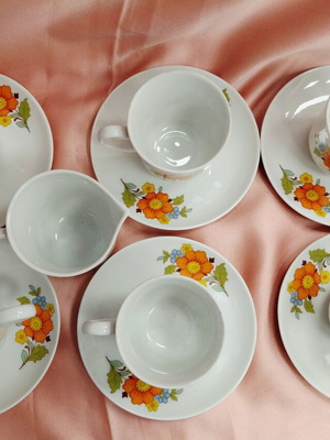 Vintage coffee cup set with Ionian milk jug from the 70s