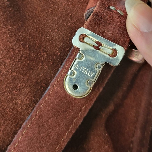 Thiros vintage suede leather backpack like new, brown and red