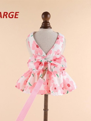 Pink Spring Large dog dress set new with walking leash